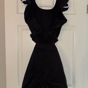 Fashion Nova Black Ruffle Denim Romper